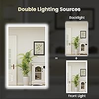 Vista 183 de WTTY LED Bathroom Mirror 32"x32" with Backlit and Front Light,Stepless Dimmable LED Mirror for Bathroom,Anti-Fog Lighted Bathroom Vanity Mirror