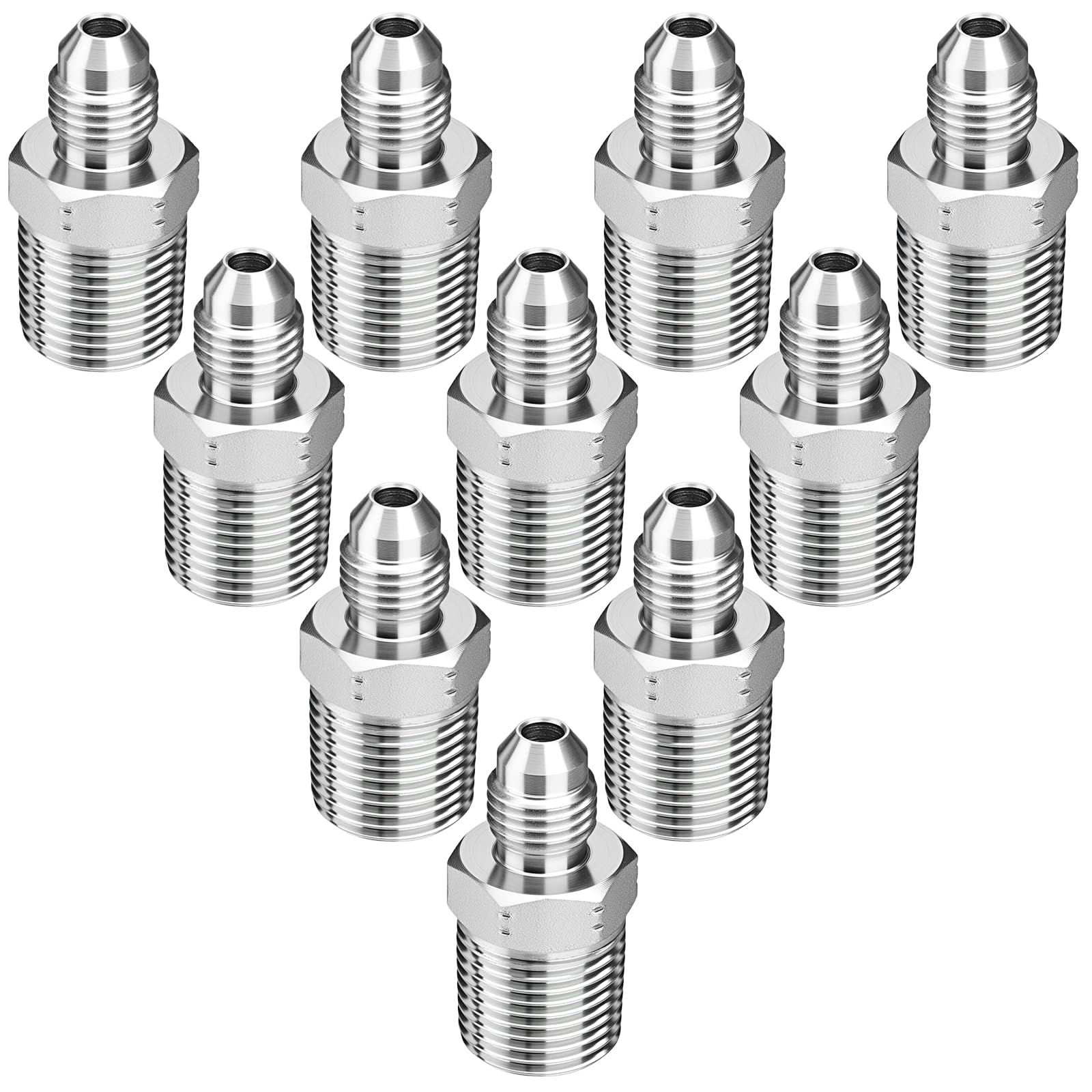 10PCS Hydraulic Adapter Fitting: 1/4" JIC 37° Male x 3/8" NPT Male