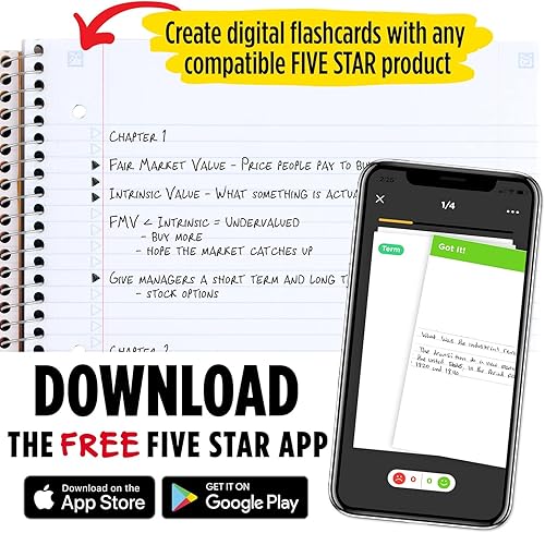 Miniatura 4 de Cuaderno de espiral de 5 estrellas 3materias papel rayado 150hojas 11 in x 812 in 3 paquete de