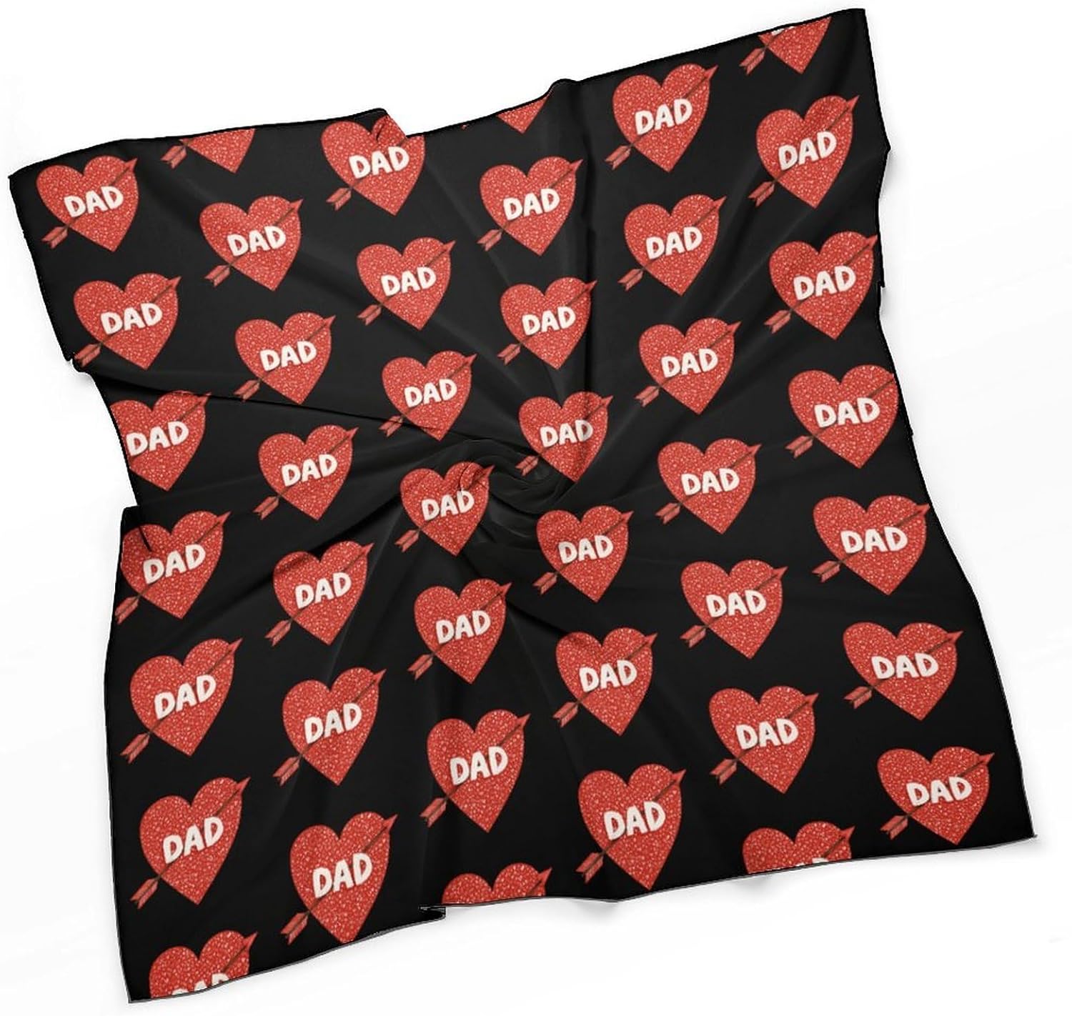 Dad Tattoo Heart with Arrow Silk-Like Square Scarf for Women Vintage Printed Neck Scarf Bandanas Hair Scarves