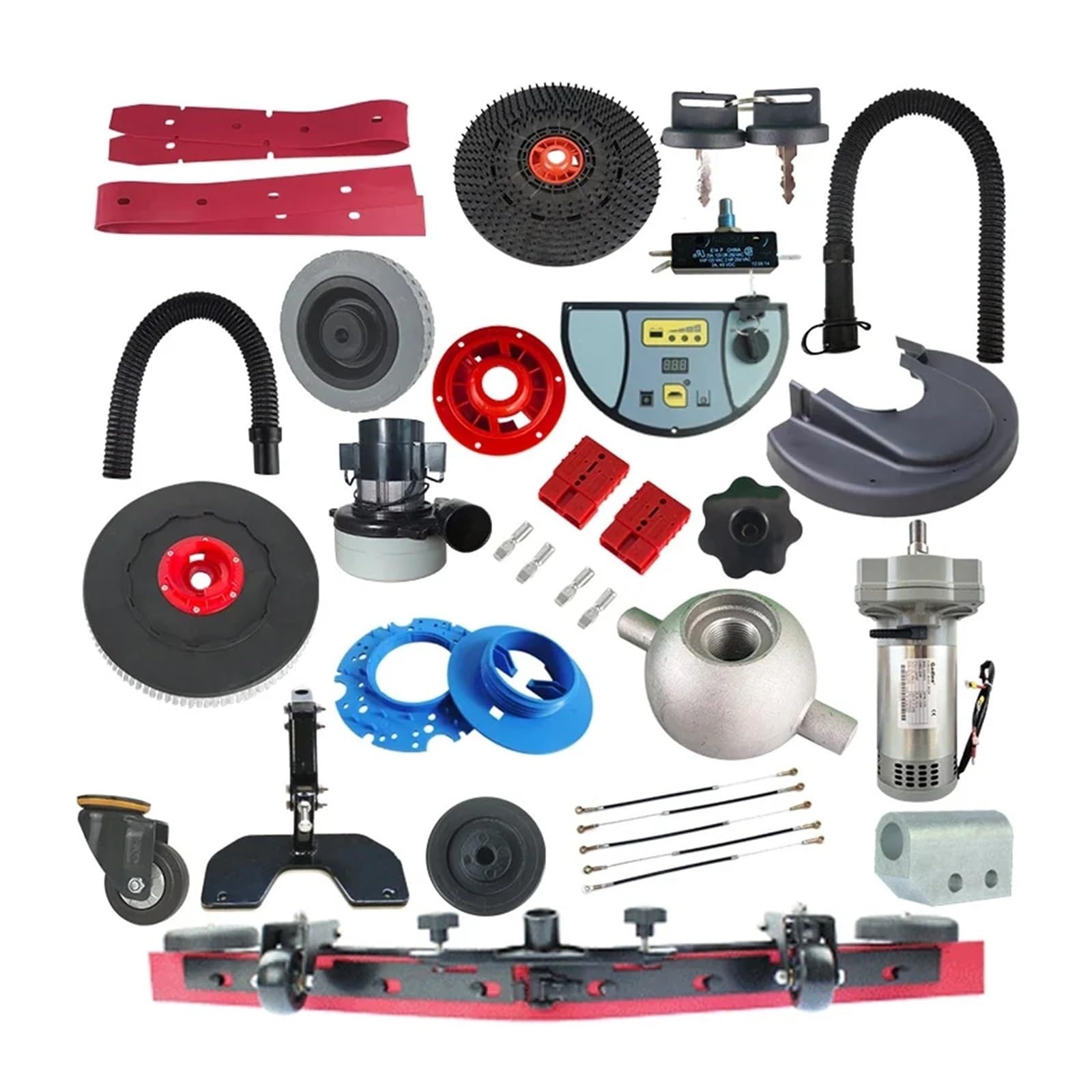 Fregadora De Suelos Con Banda De Goma Absorbente De Agua, Cepillo For Suelos, Tubo Absorbente De Agua, Rueda, Motor, Clip De Cable De Acero, Compatible Con Jiadeli GT50/GT55(Universal wheel 1)