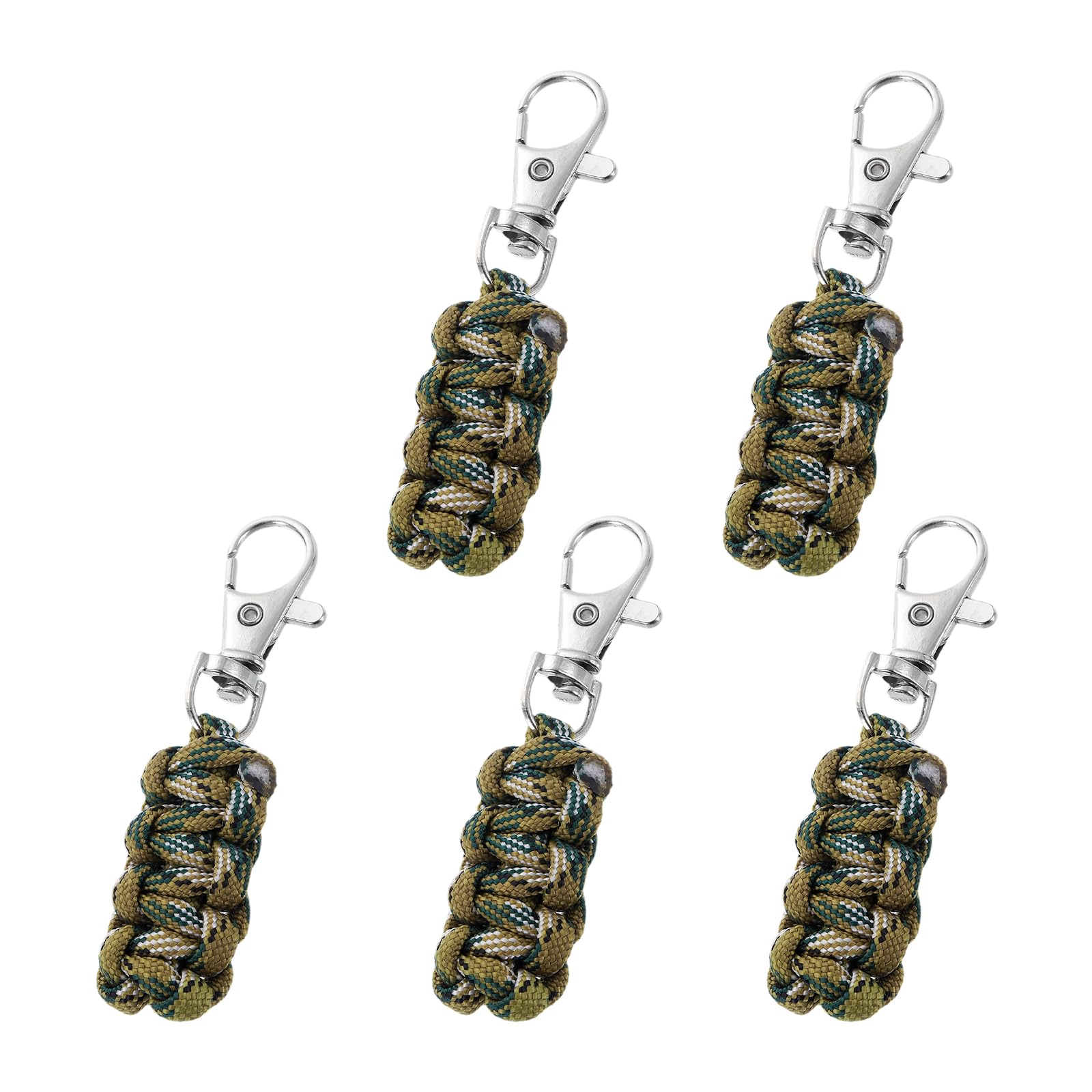 YELARXI Paracord Zipper Pull Polyester Zipper Pulls Replacement Woven Rope with Metal Clasp, 80 mm Length Fit for Backpacks Clothing Luggage Accessories - Cylinder (5 Pack, Olive Green)