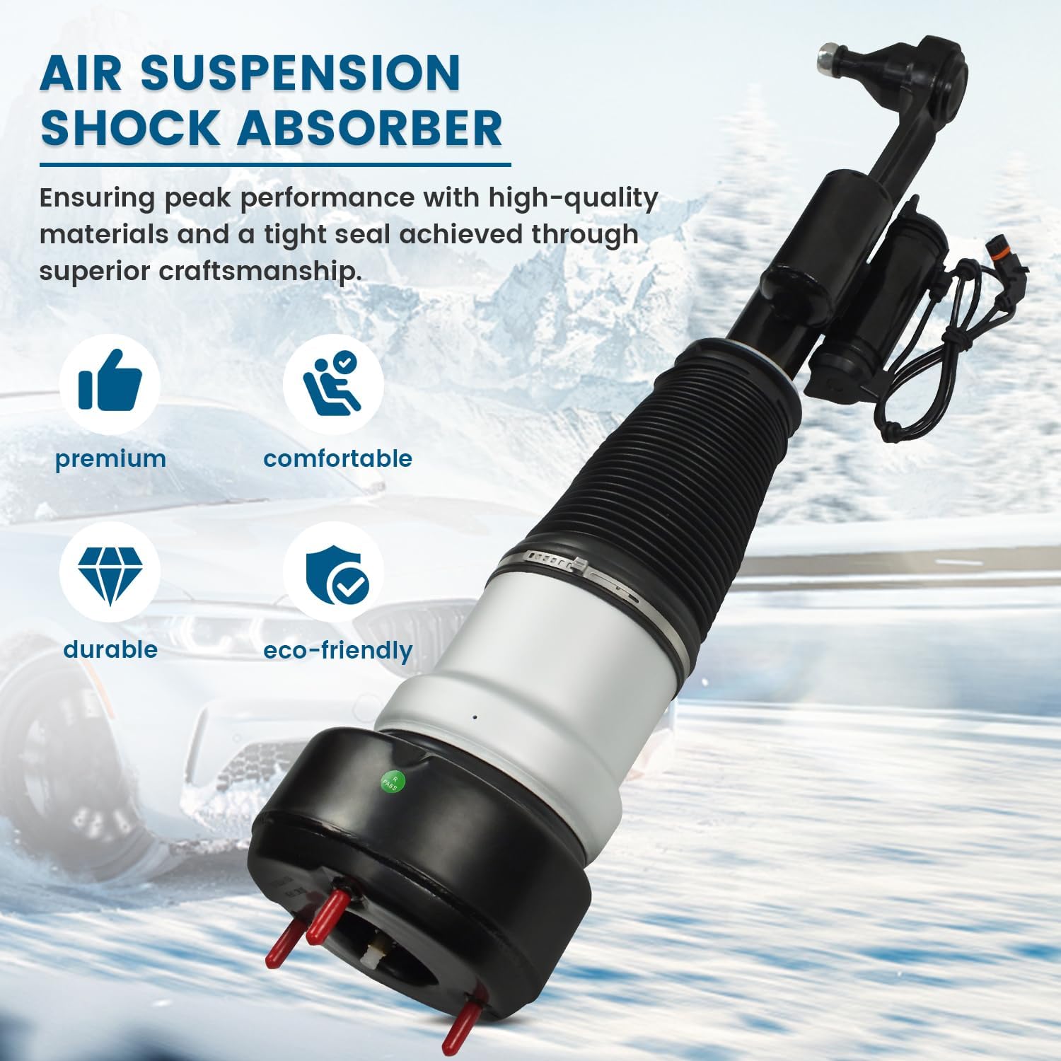 Front Right Air Suspension Strut Shock Absorber Compatible with 4Matic 2007-2013 Mercedes Benz S-Class W221 4WD S350 S450 S550 Cl550 2213200538, Front Air Shocks