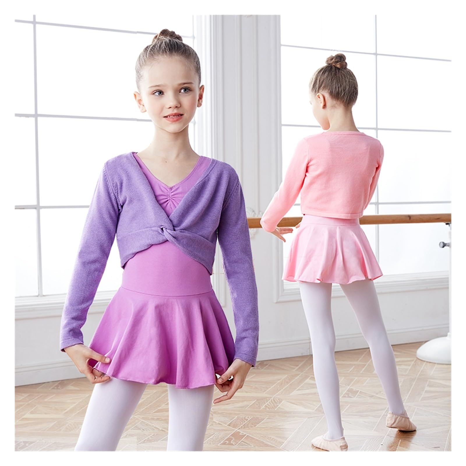 Cache Coeur Danse Classique Fille Haut En Velours For Filles, Pull De Danse à Manches Longues For Enfants, Manteau Polaire épais D'hiver, Cardigan En Coton For Danseuse(Purple,150(140-150cmHeight
