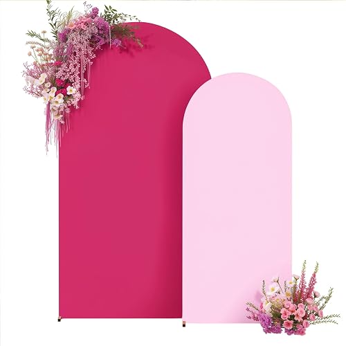 Light Pink and Hot Pink Arch Cover 7.2 and 6ft Party Party Arch Covers Stretchy Backdrop Set of 2