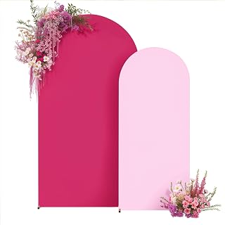 Pink Arch Backdrop Cover Set of 2 Hot Pink Arch Cover 7.2 and 6ft Wedding Arch Cover Stretchy Backdrop Bridal Baby Shower Birthday Party Arches Stand Covers Spandex
