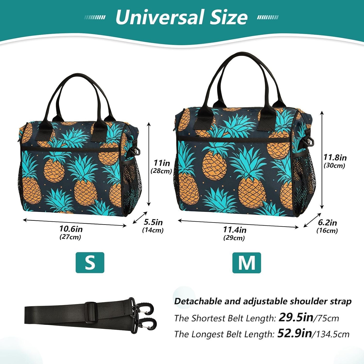 Women's Lunch Box Pineapple Tropical Insulated Lunch Bag Cooler Food Containers Lunch Tote for Work M 20851311