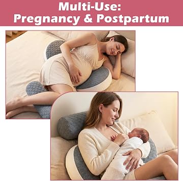 OlyPegic Pregnancy Pillows for Sleeping, Memory Foam Maternity Pillow, Pregnancy Wedge Pillow with Removable Washable Cover, Body Pillows for Belly, Back & Hip Support During Pregnancy(Grey)