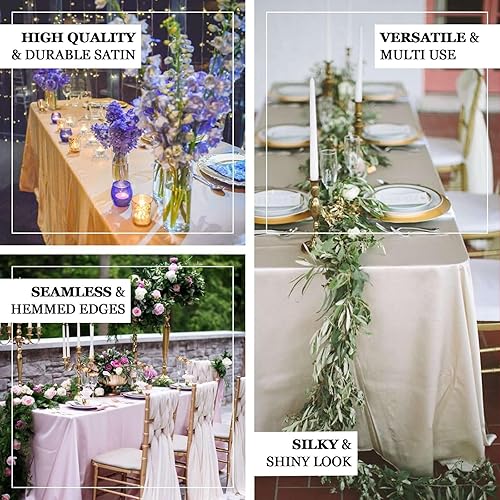 Miniatura 3 de Efavormart - Mantel rectangular de satén para banquetes y fiestas, 90 x 132 pulgadas, color verde esmeralda