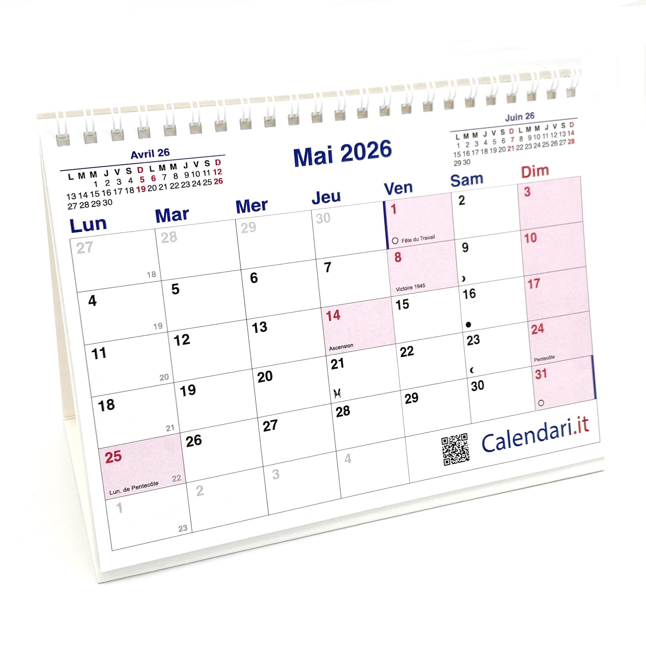 Calendrier 2026 de bureau 20x15 cm à boîtes pour la maison de bureau et de travail