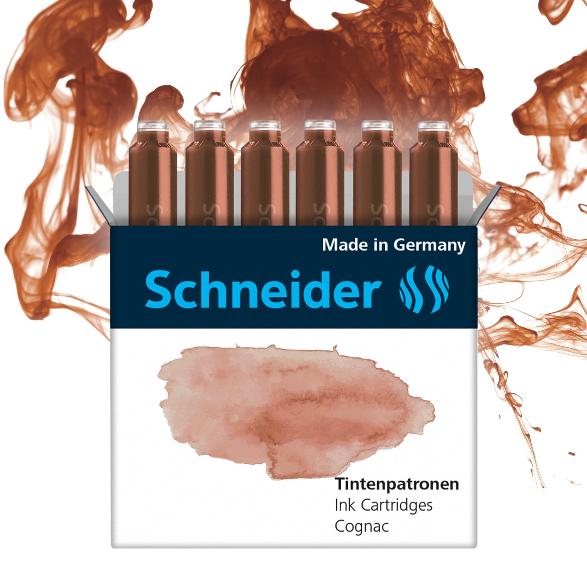 Schneider Pastel Ink Cartridges (Standard Cartridges for Fountain Pen) Cognac Pack of 6
