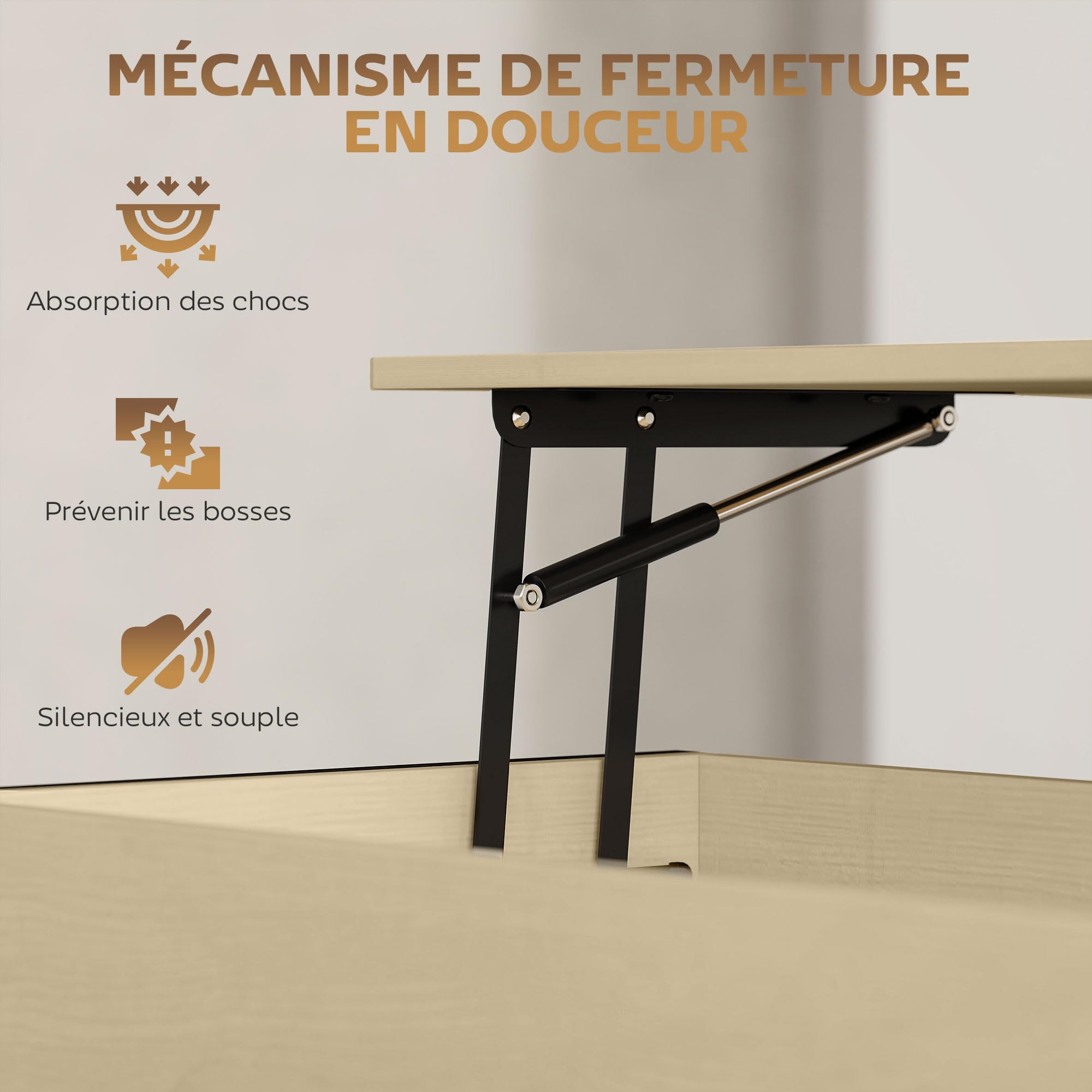 HOMCOM Table Basse avec Plateau relevable, Table de Salon Industrielle avec Compartiment caché et étagère Ouverte, Pieds renforcés en L Stable, pour Salon, Bureau, 95 x 40 x 59 cm, Effet Bois Naturel