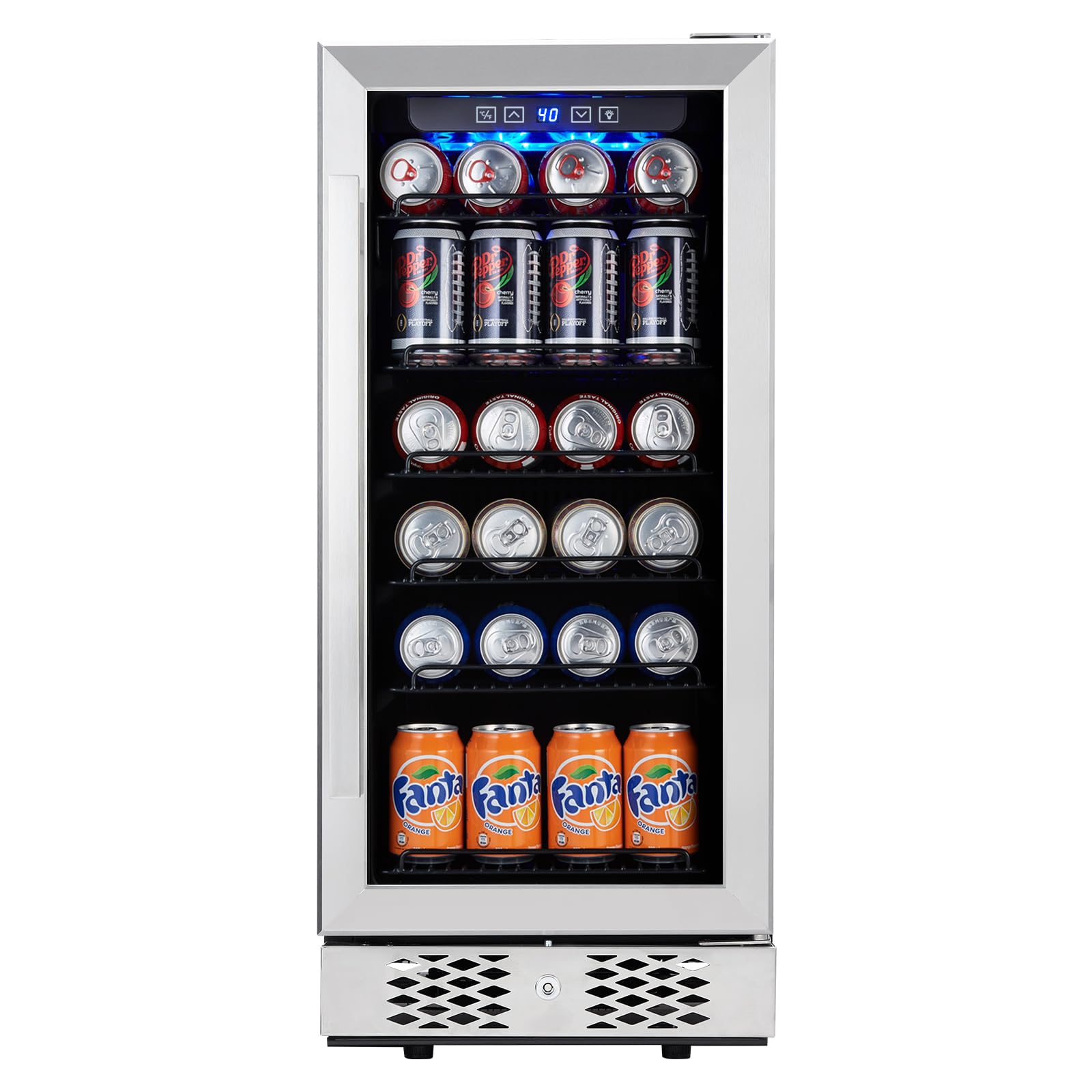 GarveeTech Beverage Refrigerator and Cooler, 96 Cans Built-in or Freestanding Beverage Cooler with Glass Door, Adjustable Shelves & LED Lights, Under Counter Beer Fridge for Home Office Bar on Fridge.com