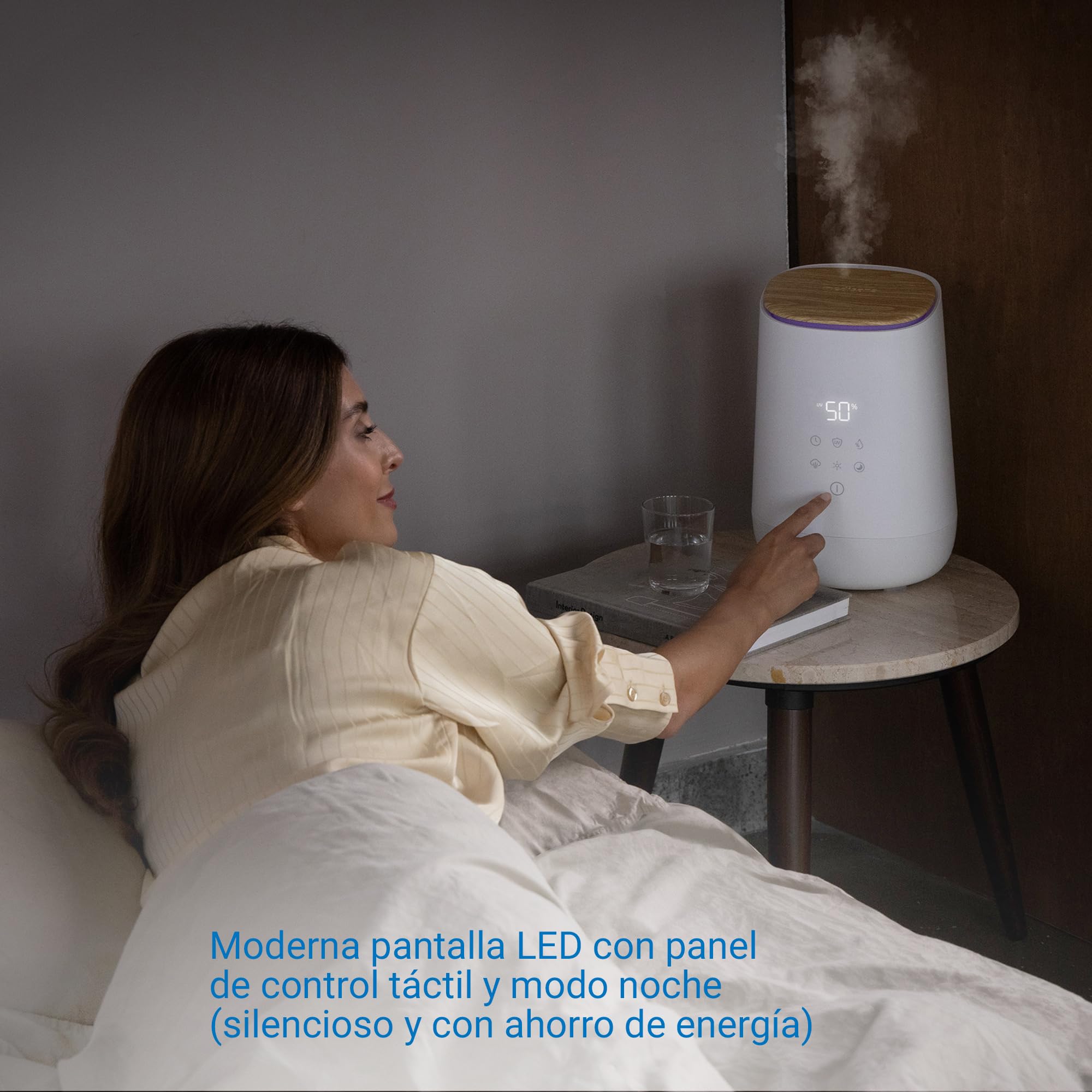 Medisana AH 680 humidificador con ultrasonidos, nebulizador con temporizador, modo sueño silencioso, incluye esponjas aromáticas