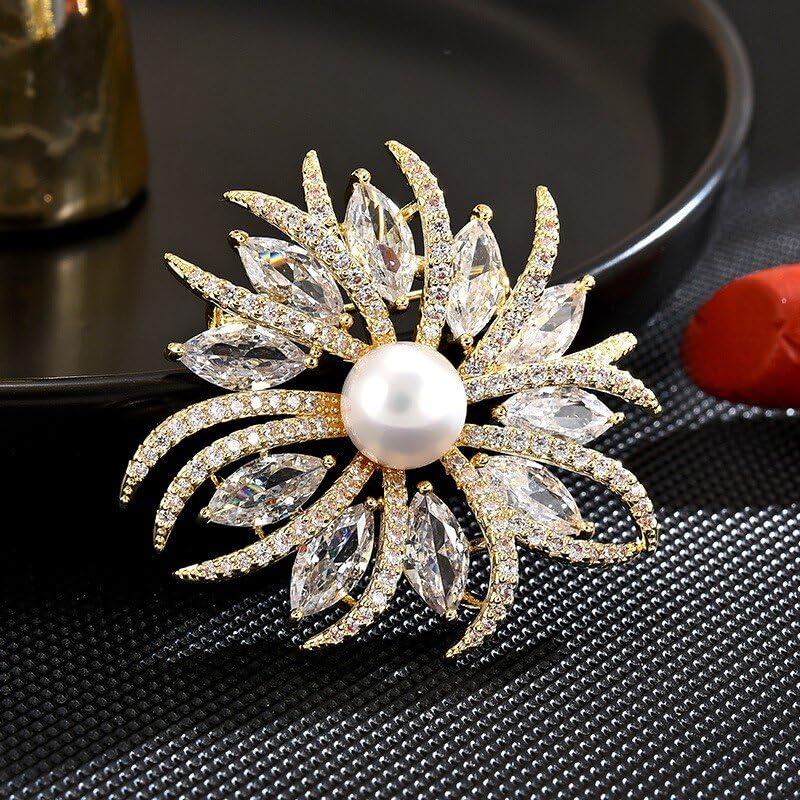 Image of Rhinestone Flower Brooch - Crystal Flower Pin for Women - Valentine's Day & Mother's Day Gift