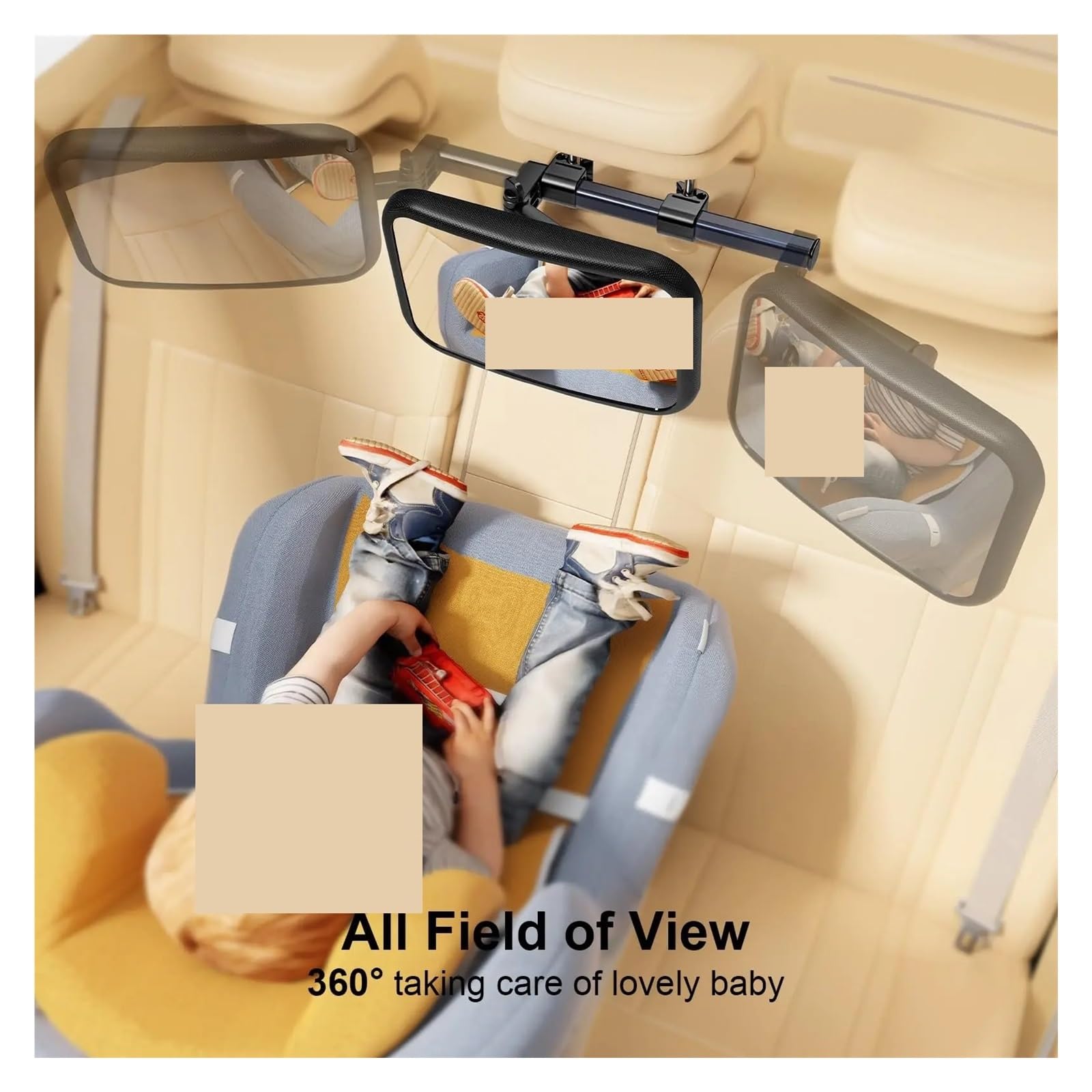 Espejo retrovisor para bebé, Extensible para un Cuidado óptimo del Asiento Infantil orientado hacia atrás, irrompible.