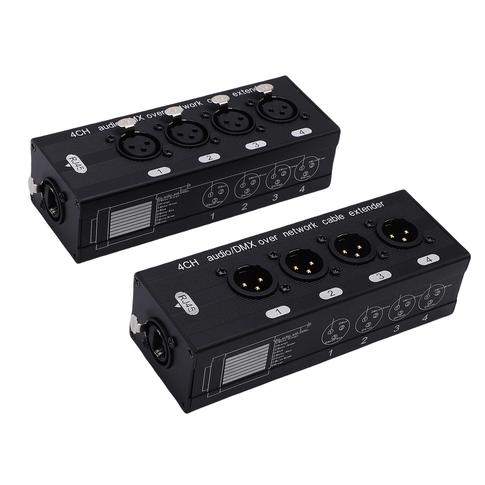 Luocute XLR Snake, Cavo XLR Multi Network a 4 Pin a 3 Pin, Femmina Maschile a RJ45 CAT5 CAT6 Ethernet Extender per L'illuminazione del Suono e lo Studio di Registrazione