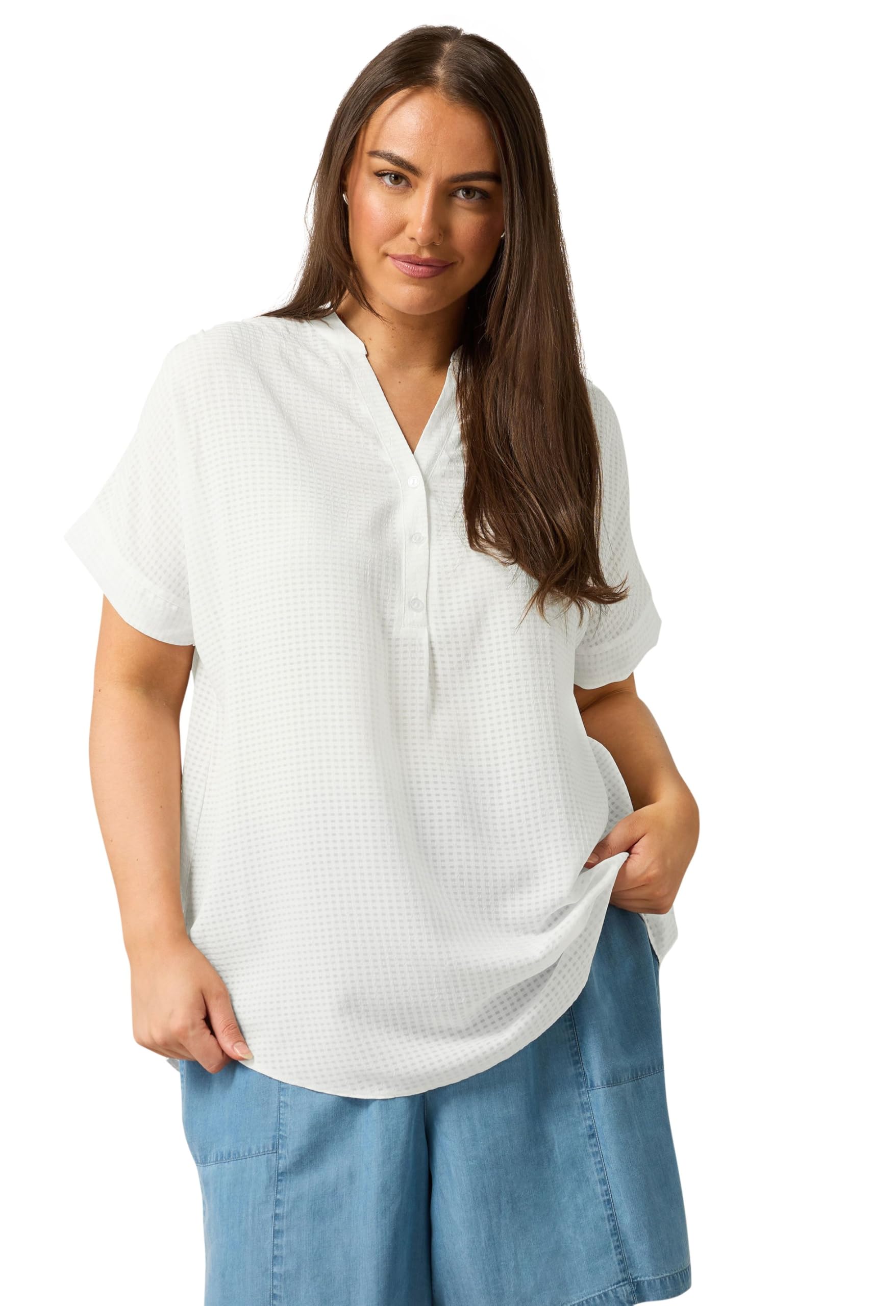 Evans Women's White Plus Half Placket Blouse Size 30-32