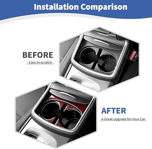 Miniatura 2 de RT-TCZ para cargador portavasos Panel Trim cubierta para Dodge Charger 2011-2023 suave rojo fibra de carbono interior accesorios 6 unids