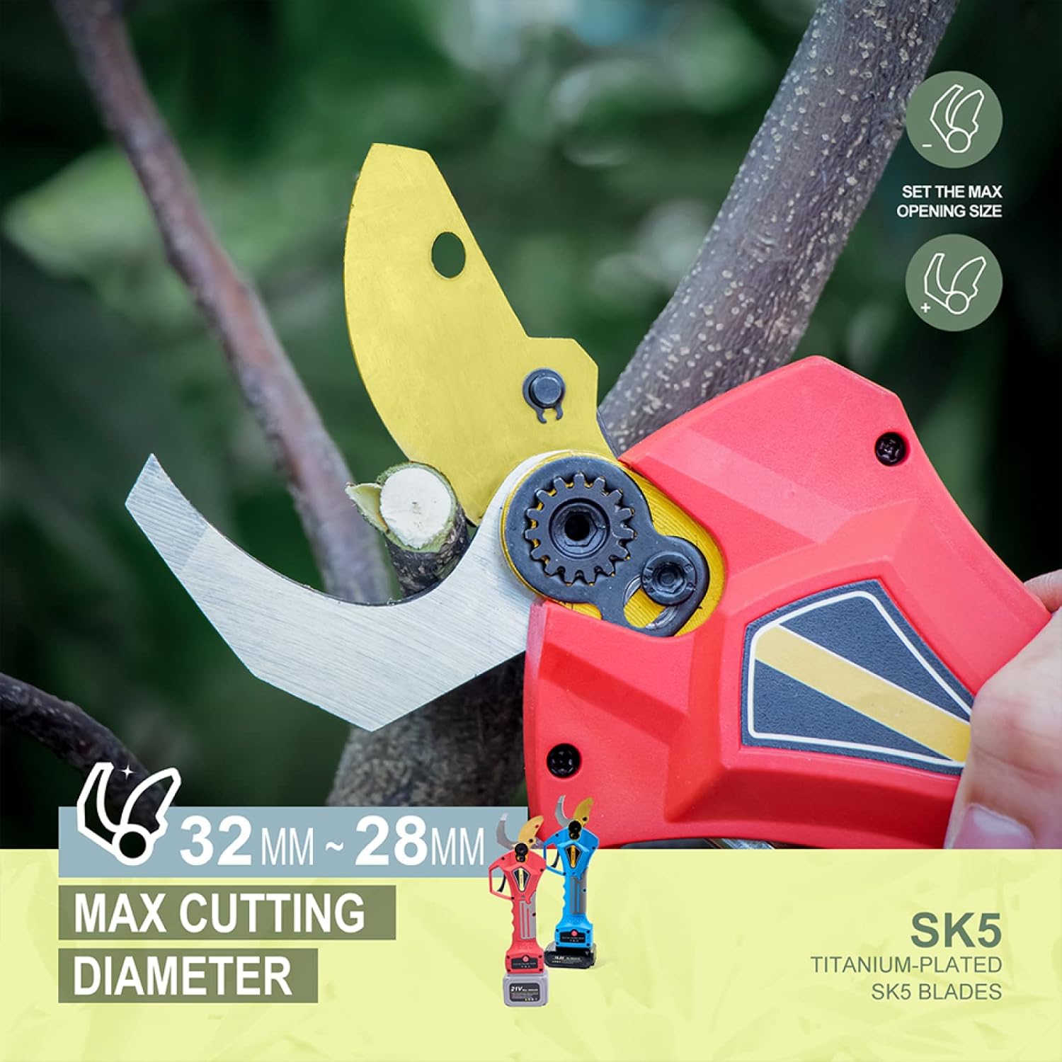 Electric Pruner Brushless Electric Garden Pruning Shears for Fruit Tree Bonsai Branches Cordless Pruner Battery Tool Belt 21V