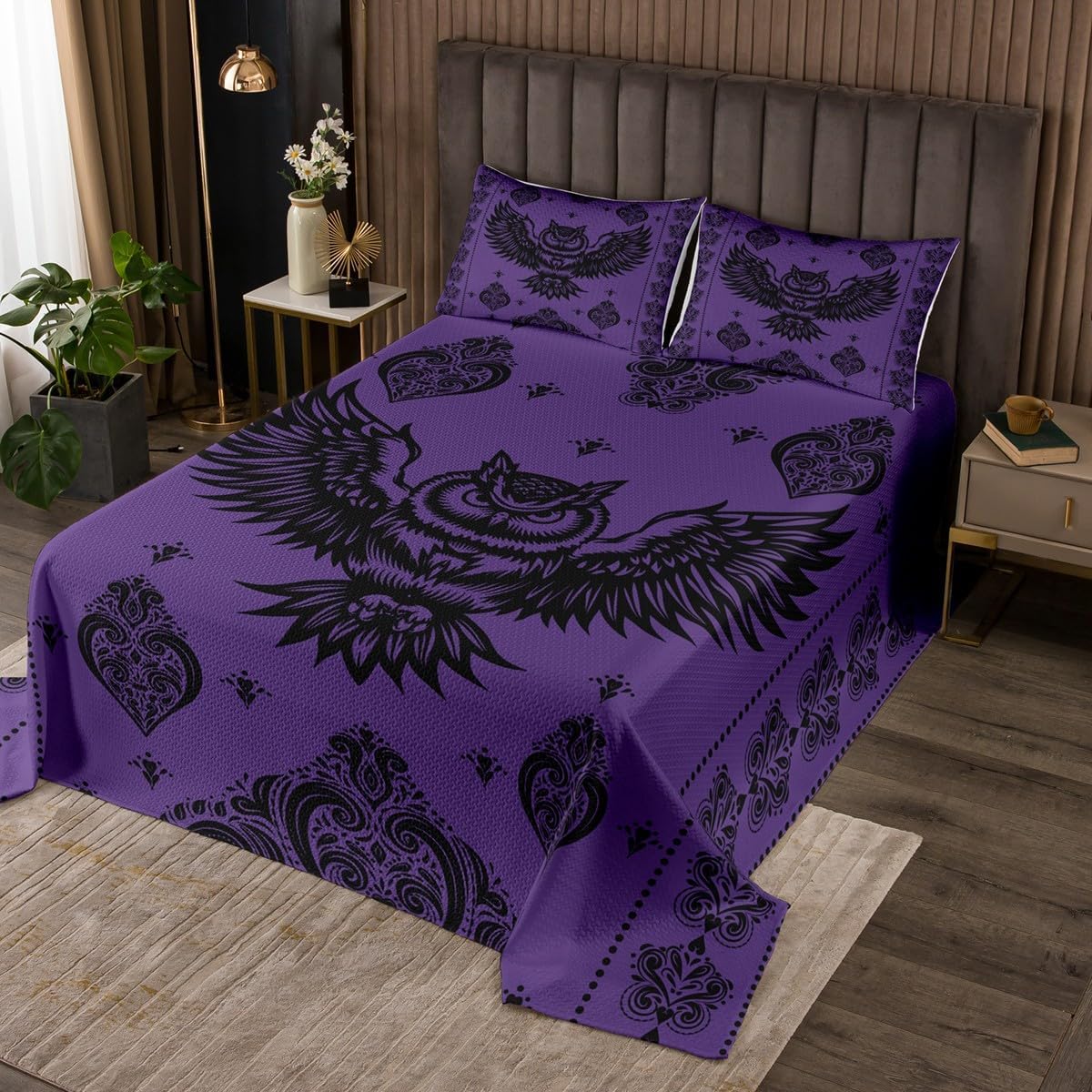 Castle Fairy Spider Bedding Set Twin Size,European Baroque Damask Floral Bedspread,Gothic Boho White Black Comforter Set Kids Girls Boys Teens Room Decor,Wild Animals Quilt Coverlet,1 Pillowcase