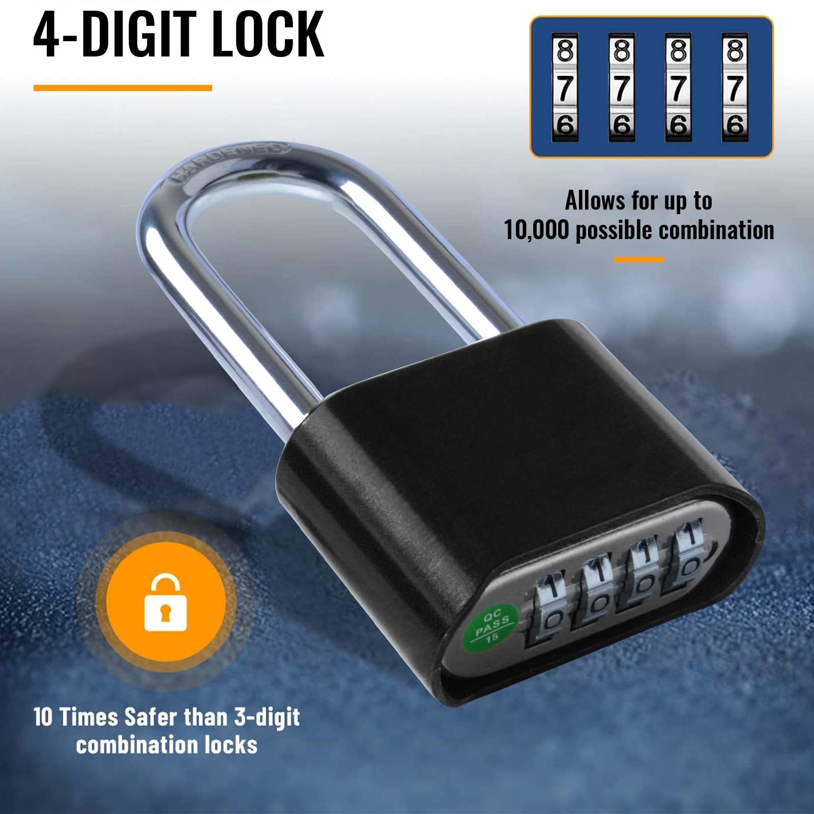 Cobination Padlock, 4 Digit Heavy Duty Security Lock, 60 Long - View #6