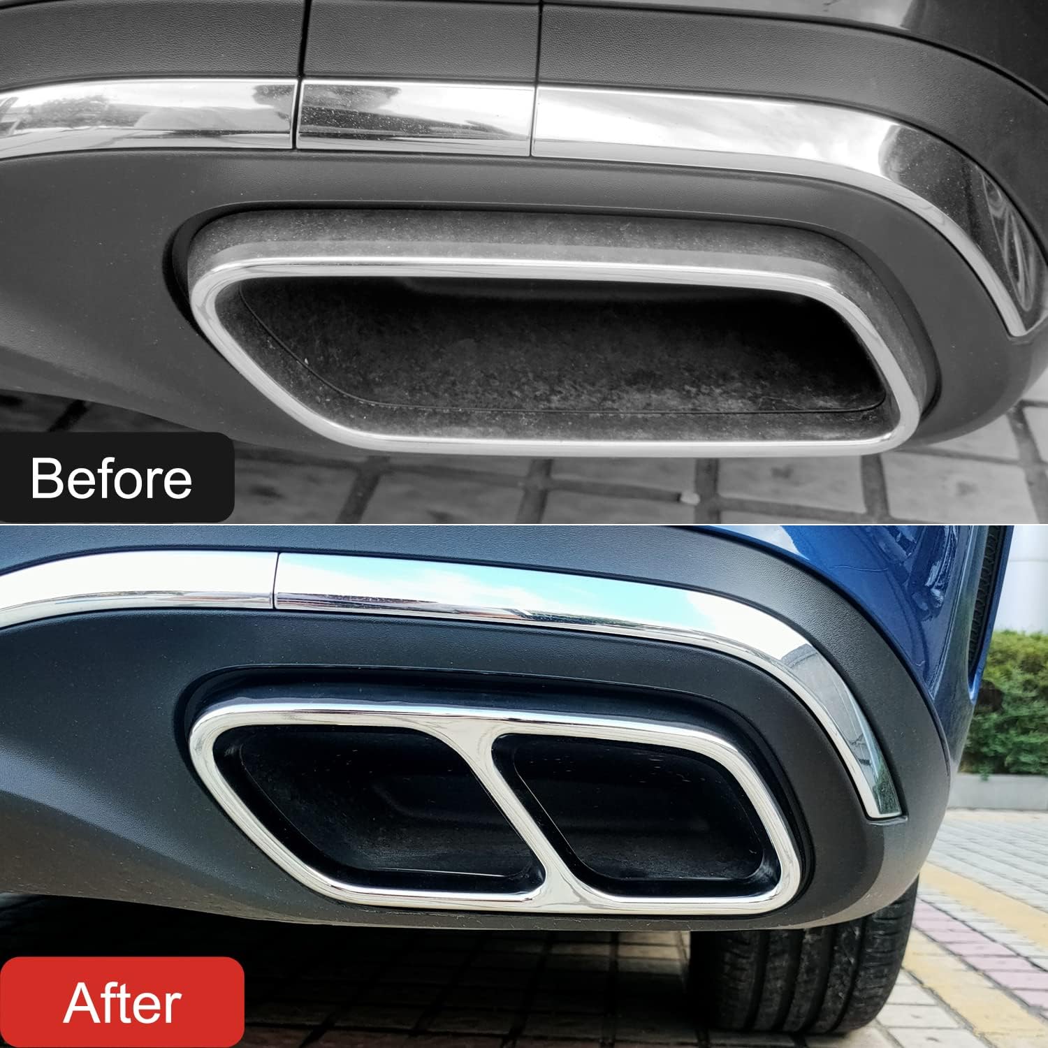 HIGH FLYING 2022 2023 for Mercedes-Benz C-Class W206 Car Exterior Accessories Exhaust Pipe End Tip Pipe Mufflers Cover Trim Stainless Steel Chrome 2pcs (Not fit C300)