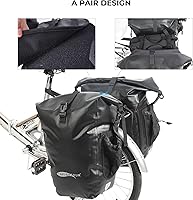 Vista 6 de Alforjas de bicicleta impermeables – 50 L bolsas de sillín para bicicletas – Bolsa de bicicleta para comestibles, laptop (negro, 1 par)
