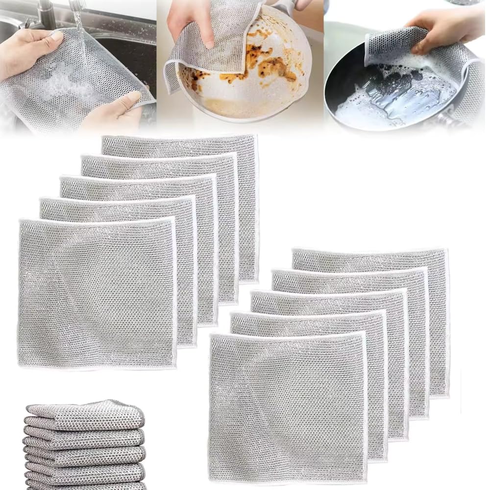 Wire Dishwashing Rags for Wet and Dry, Non-Scratch Wire Dishcloth, Stainless Steel Scrubber, Non-Scratch Wire Dish Wash Cloth for Washing Dishes Easy Rinsing Machine Washable (Pack 15) (B0DCW87V9C) Amazon Price History, Amazon Price Tracker