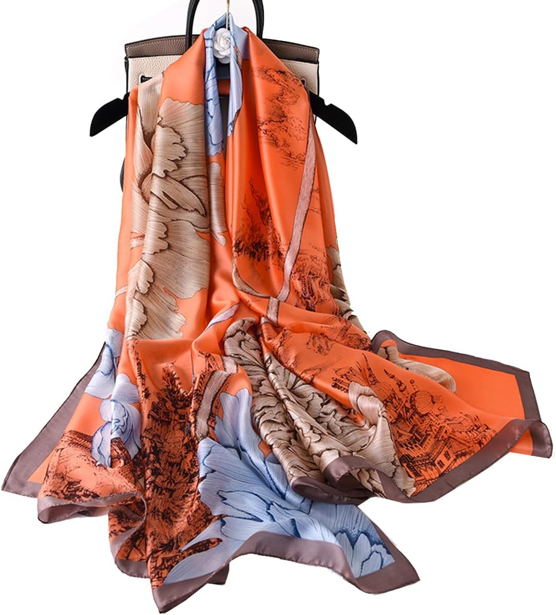 K-Elewon Silk Scarf Head scarf Fashion Scarves Long Lightweight Sunscreen Shawls for Women