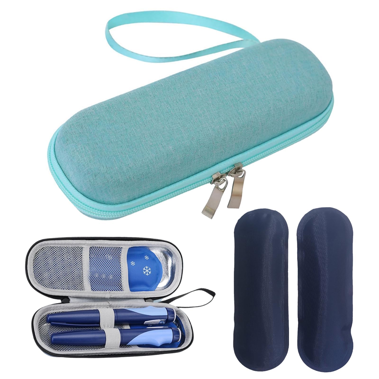 PINKE Insulin Cooler Travel Case, Portable Insulin Cooler with 2 Reusable Ice Packs Carrying, Diabetic Cooler Travel Case, Insulin Pen Case Organizer for Insulin Pens and Other Diabetic Supplies