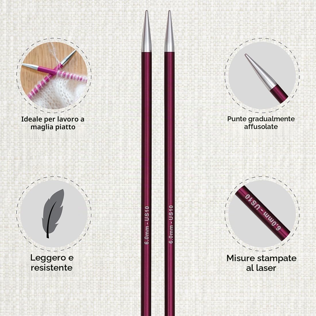 Set ferri da maglia a punta singola KnitPro Zing - (40 cm) - 2,50-6,00 mm