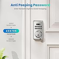 Vista 3 de Cerradura de Puerta de Entrada sin Llave, Pestillo Electrónico con Teclado para Puerta Principal, Cerraduras Inteligentes con 6 Códigos Digitales