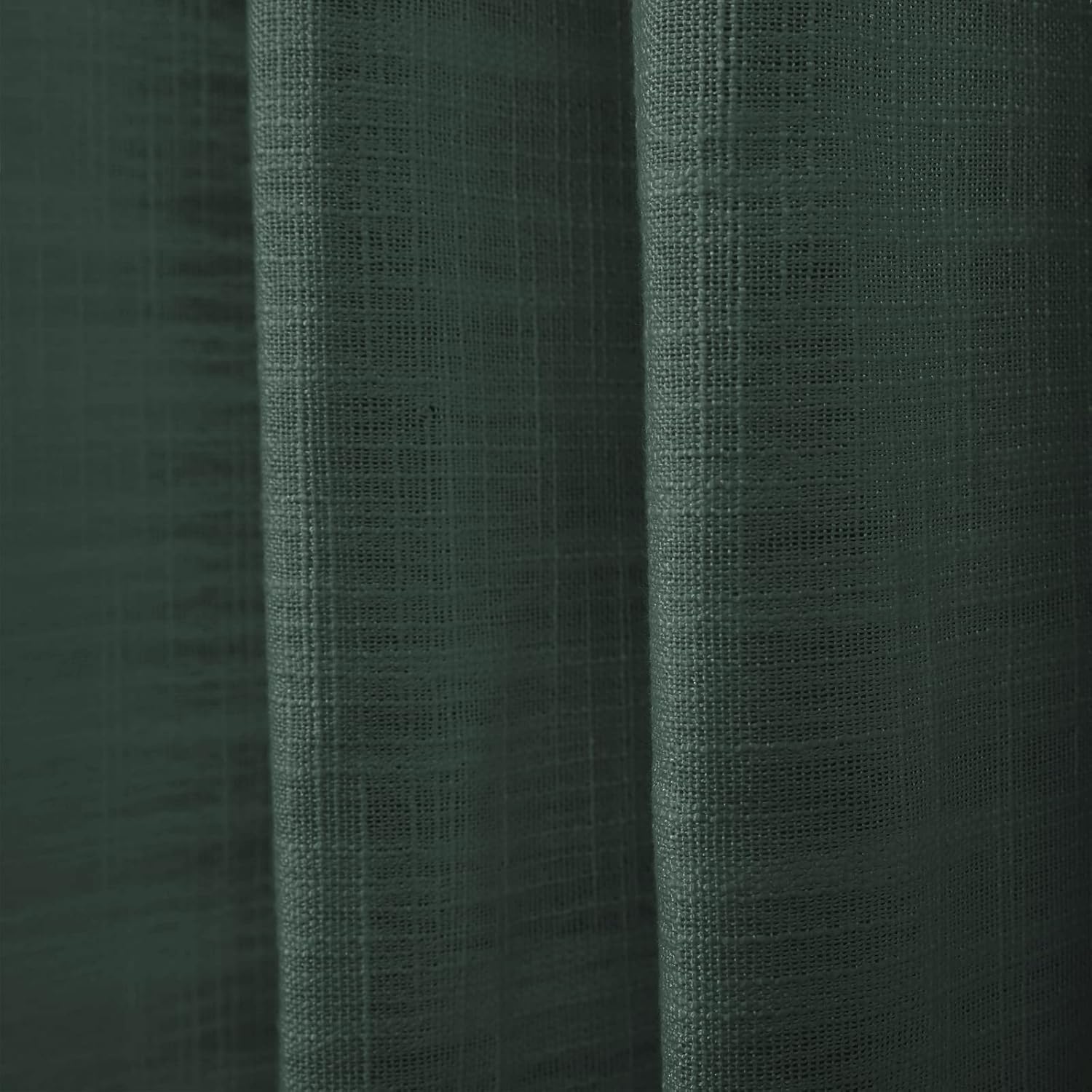 TWOPAGES Hunter Green Room Darkening Curtain Drape 108 Inches Long, Polyester Linen Window Curtain 4-in-1 Header Rod Pocket Flat Hooks Back Tab Hook Belt for Living Room, 52W x 108L, 1 Panel