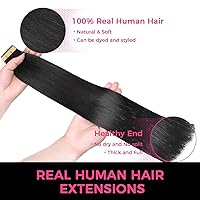 Vista 152 de Lashey Extensiones de Cabello Humano con Cinta Adhesiva Negro Natural 100% Remy Cabello Humano Liso Extensiones de Cabello con Cinta Largas de 24