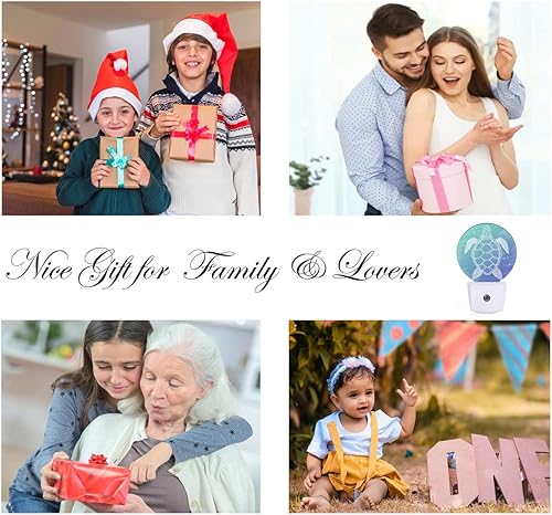 Miniatura 6 de EKOBLA Luz nocturna de tortuga marina azul vintage, luces de noche subacuáticas para enchufar en la pared para habitación de niñas y niños, luces