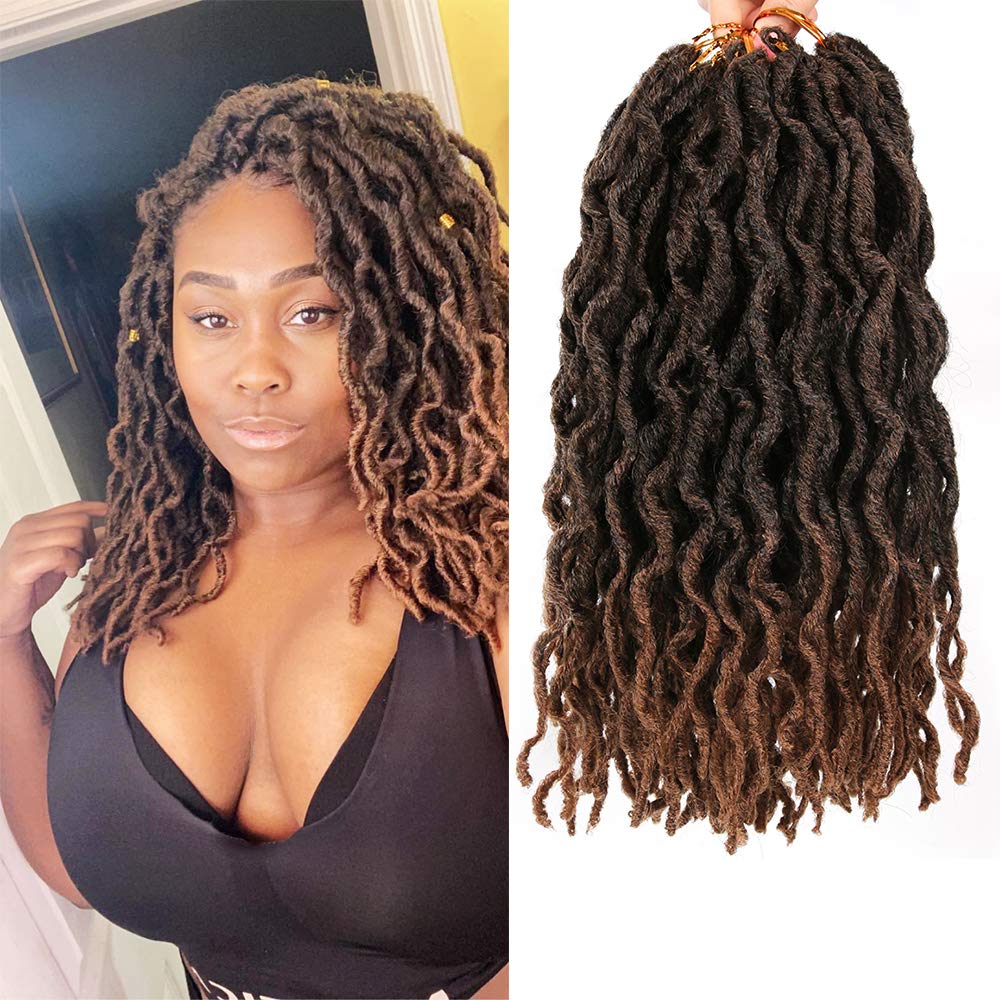LEEONS 12 in Wavy Faux Locs Crochet Synthetic Braiding Hair Locs Crochet Hair Pre-loop Crochet Braids Soft Curly Faux Locs Hair Extensions Braids Dreadlocks 6Packs/Lot 20Roots/PCS(12inch,#T-30)