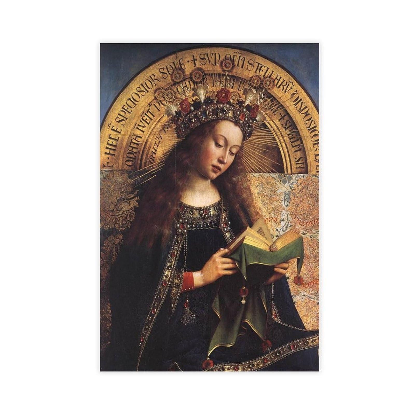 Piank Unframe The Virgin Mary Ghent Altarpiece Jan Van Eyck Canvas Art Poster And Wall Art Picture Print Modern Family Bedroom Decor 12X18inch(30X45cm)