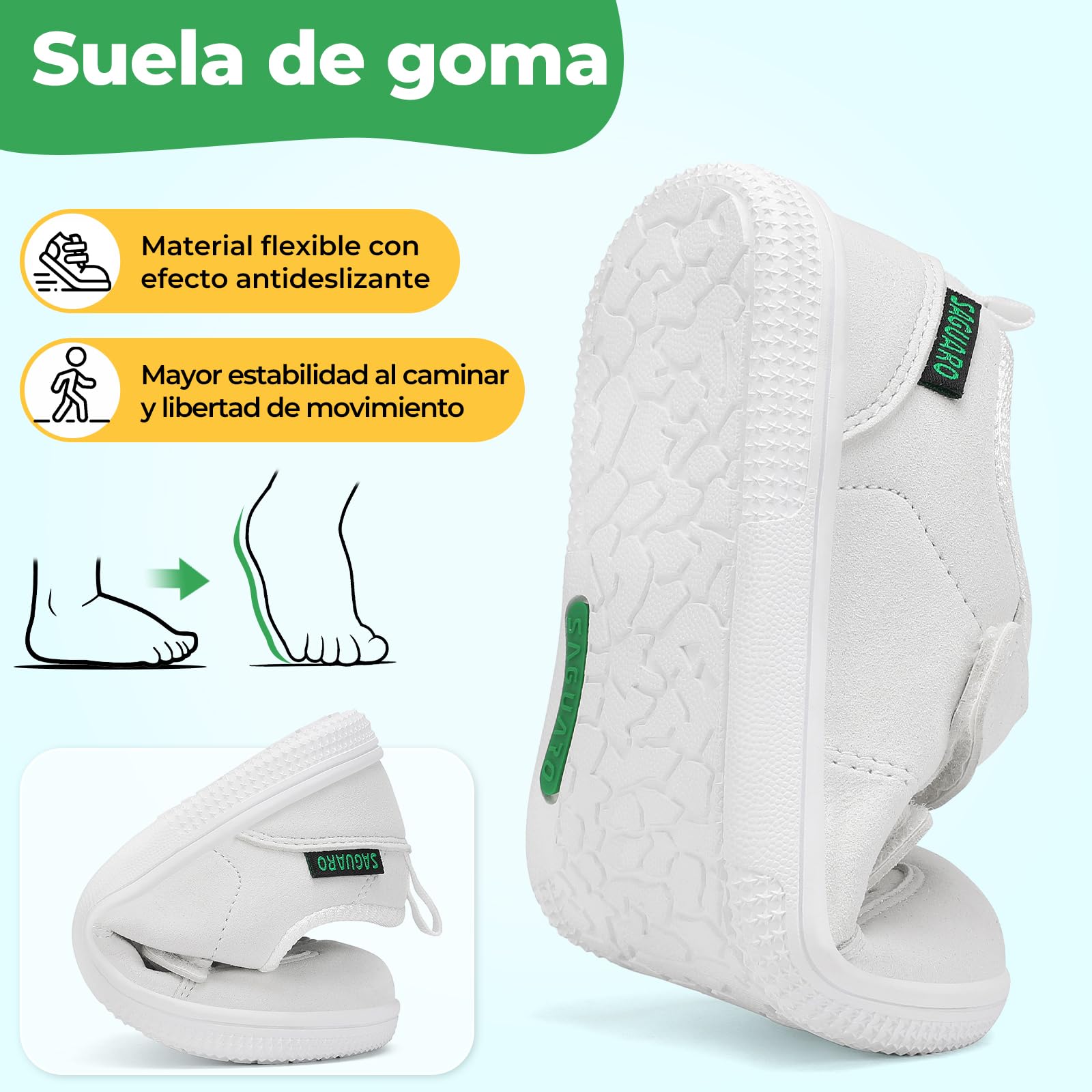 Saguaro Zapatillas Barefoot Casuales para niños con Cierre de Gancho y Bucle, para el día a día y el Colegio, Gr.25-35