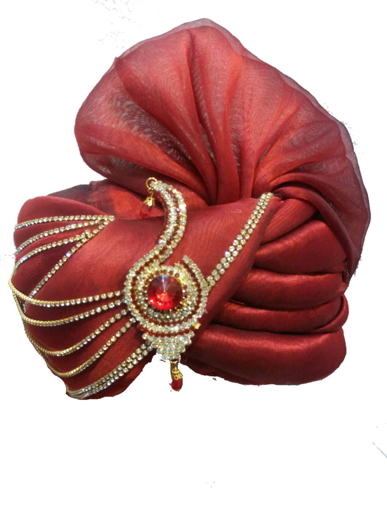 Men's Tissue Fabric Groom Turban (Maroon, Free Size)-image-16