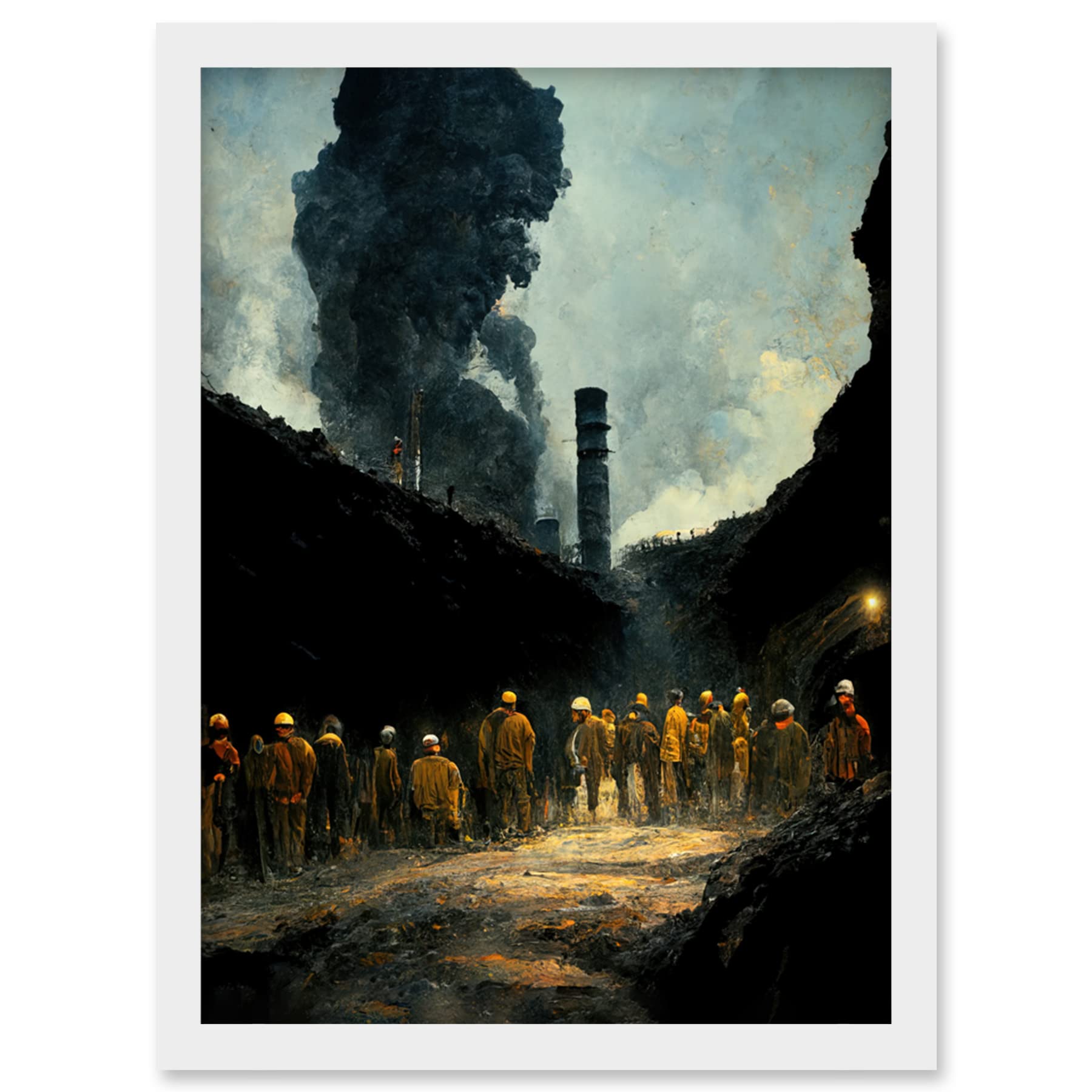 Doppelganger33 LTD Coal Miners Colliery 1972 South Wales UK Artwork Framed Wall Art Print A4