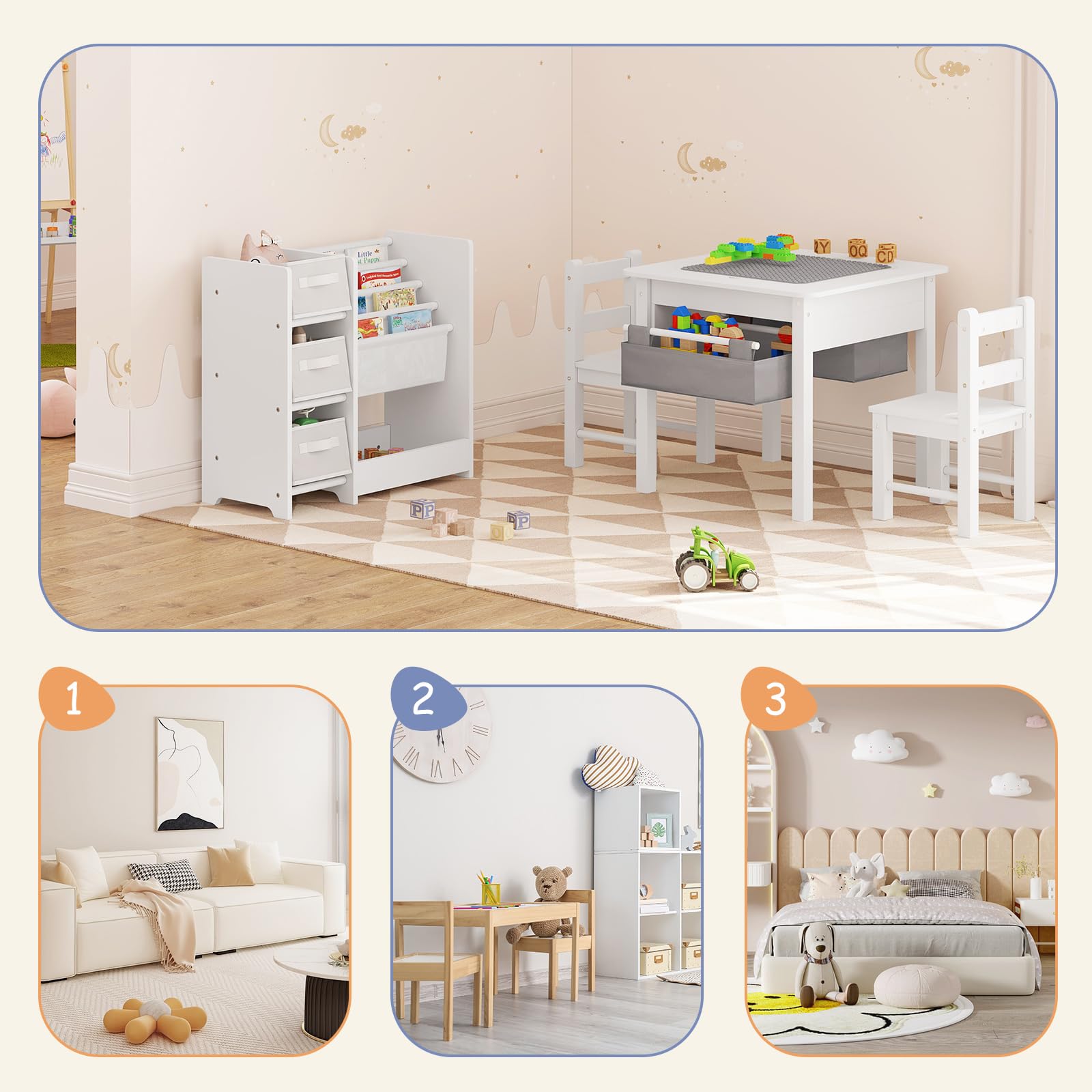 Lestarain Montessori Kinderrek met 9 dozen, boekenrek voor kinderen, speelgoed opslag, kinderrek, kinderkamer, speelkamer, kleuterschool, 63,5 x 58 x 29,5 cm, hout, wit grijs Lestarain Montessori Kinderrek met 9 dozen, boekenrek voor kinderen, speelgoed opslag, kinderrek, kinderkamer, speelkamer, kleuterschool, 63,5 x 58 x 29,5 cm, hout, wit grijs