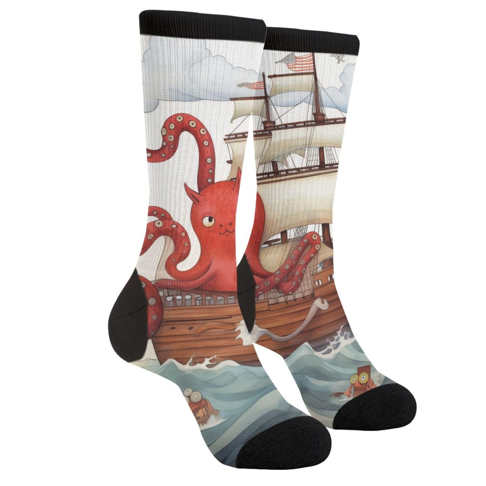 Unisex Fun Novelty Crazy Crew Socks Rabbit Mermaid Pirate Octopus Dress Socks