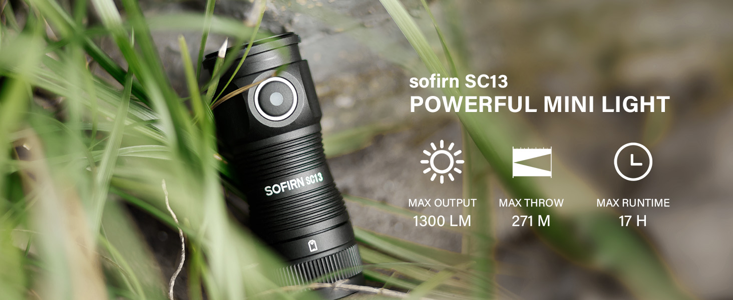 sofirn LED Small Flashlight USB C Rechargeable, SC13 Bright 1300