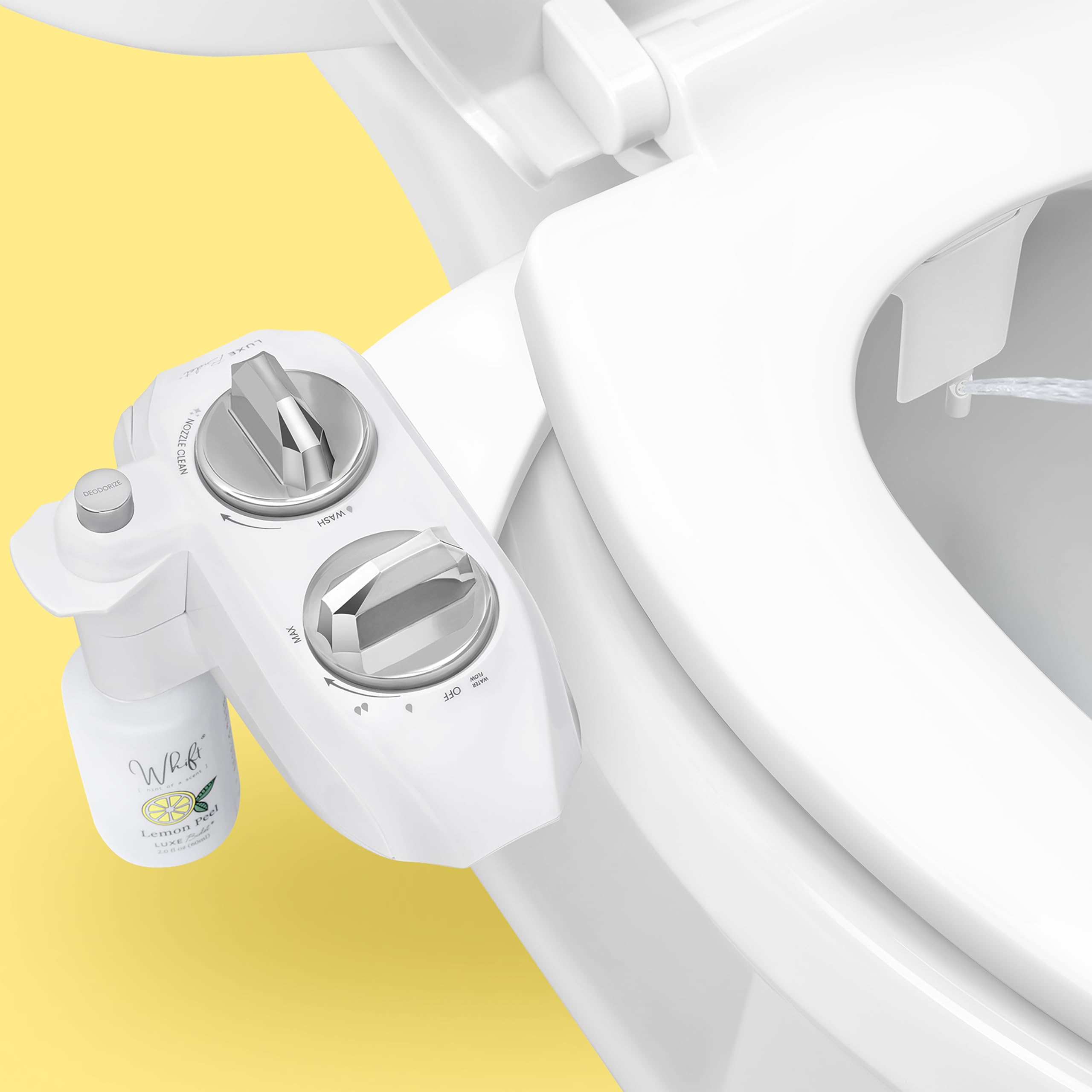 LUXE Bidet WHIFT 120 Bidet - Deodorizing EZ-Lift Bidet Attachment, Chrome