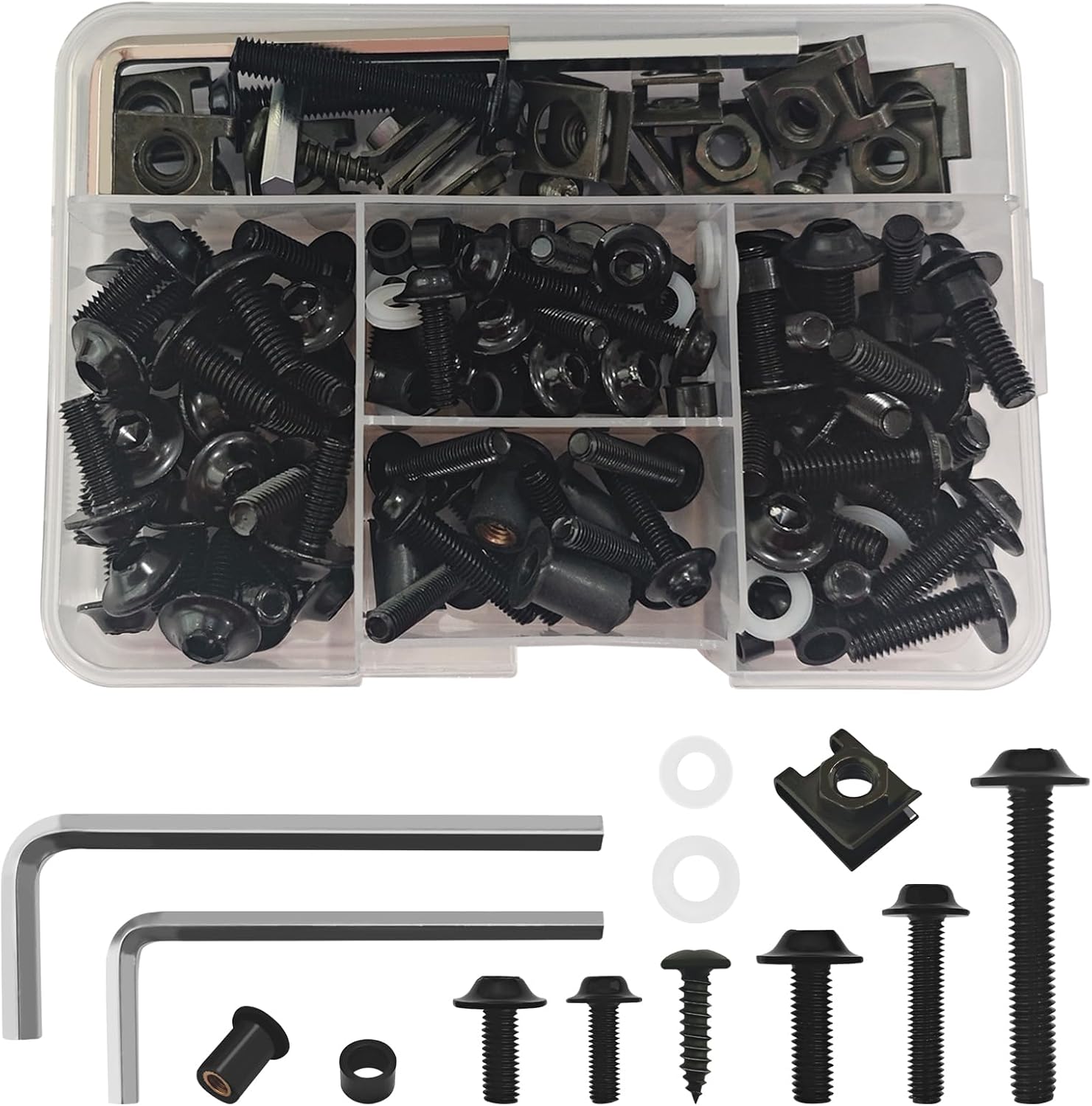 Motorcycle Fairing Bolt Kit 177 PCS Fairing Bolt Kit for GSXR Motorcycle Fairing M5 M6 Stainless Steel Windscreen Screws Bolts Fastener Clips for GSXR Honda Yamaha BMW Sports Motorcycles