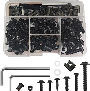 Motorcycle Fairing Bolt Kit 177 PCS Fairing Bolt Kit for GSXR Motorcycle Fairing M5 M6 Stainless Steel Windscreen Screws Bolts Fastener Clips for GSXR Honda Yamaha BMW Sports Motorcycles