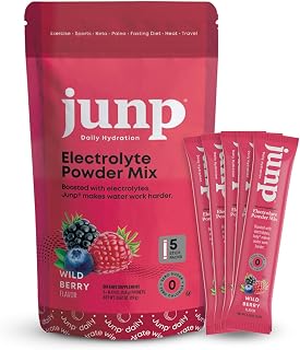 JUNP Sugar Free Electrolytes Powder Packets for Water Instant Hydration Packets with Salt & Potassium, Zero Calorie, No Carbs No Sugar Electrolyte Drink Mix Sticks, Keto Friendly, Wild Berry 5 Pack