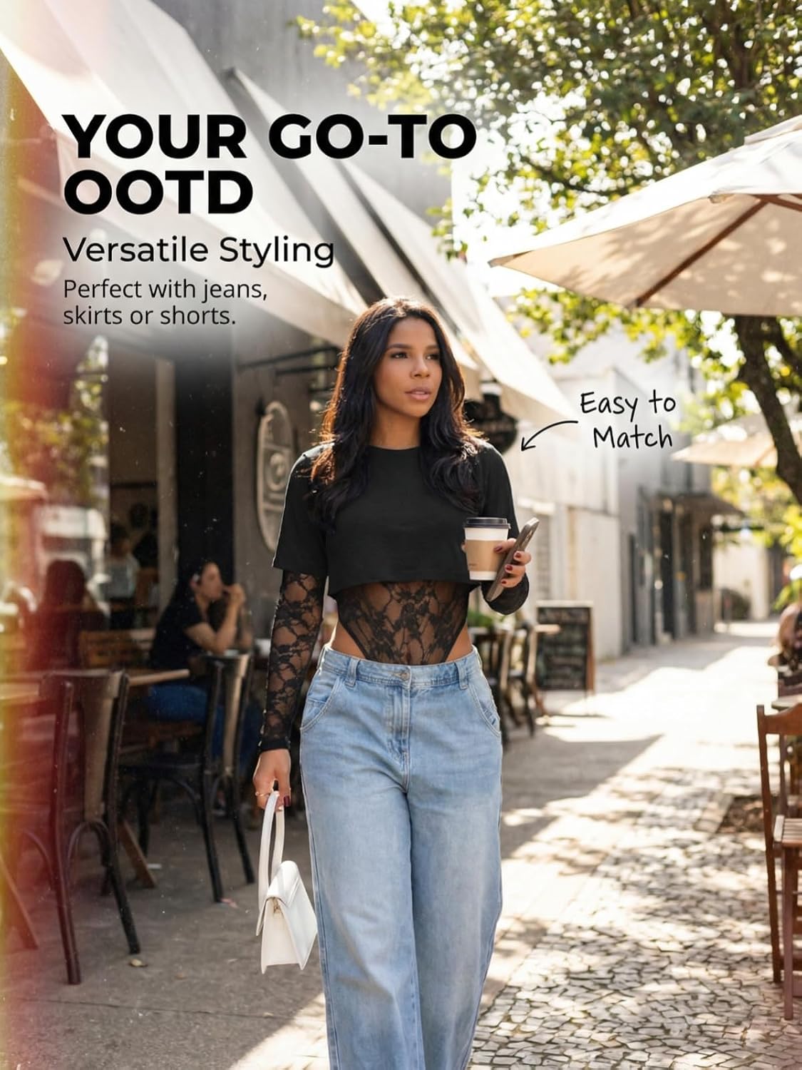 acelyn Sexy Lace Bodysuit Cropped Tops for Women See Through Y2k Streetwear Club Outfits for Night Going Out