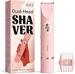 Mpotmiy 2025 New 2-in-1 Electric Bikini Trimmer for Women - Dual Head Electric Razor,Waterproof Painless Bikini Shaver, Pubic Hair Trimmer for Private Area & Body Hair, Pink